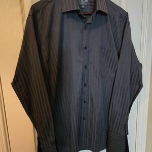 Lot of 2  C. Allen New York Mens 16.5 34/35 French Cuff Shirts Black & Blue